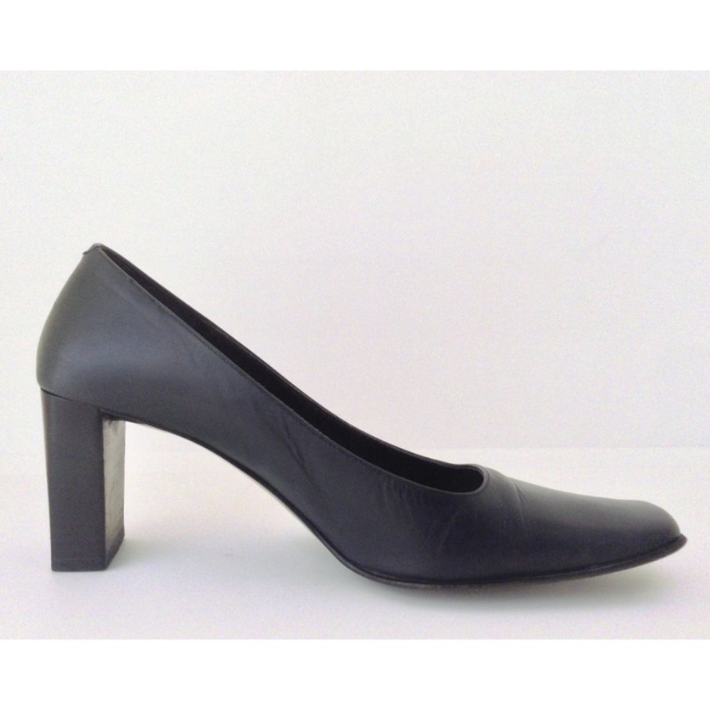 EUC Vintage Coach Malorie B1 Navy Leather Square Toe Pumps Shoes Women's 8.5